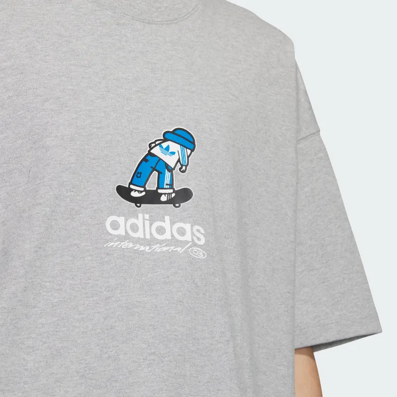 Adidas Originals CITY SKATE SHORT SLEEVE T Shirt Men Medium Heather Gray-4