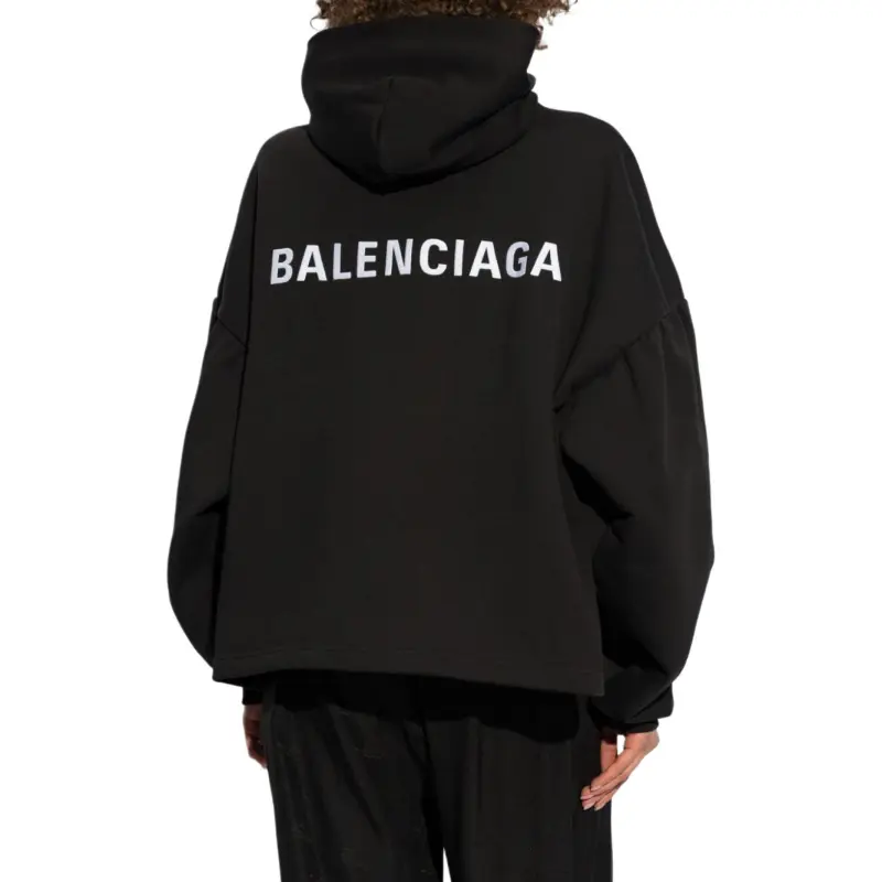 Balenciaga Cropped Hoodie 'Black/White'-3