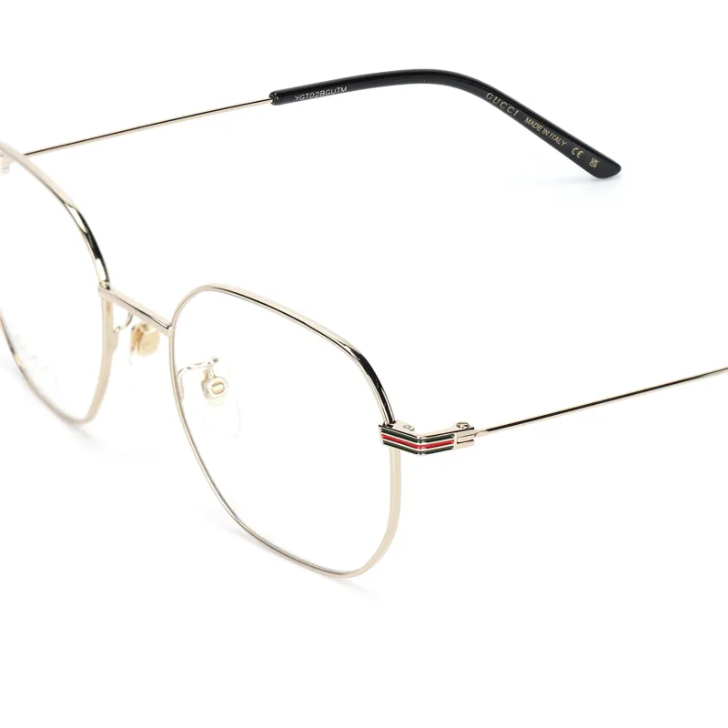 GUCCI Metal Irregular Shape Sunglasses Men's Gold-4