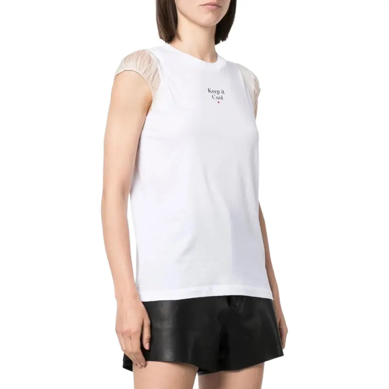DSQUARED 2 Slogan Print Cap Sleeved T Shirt-4