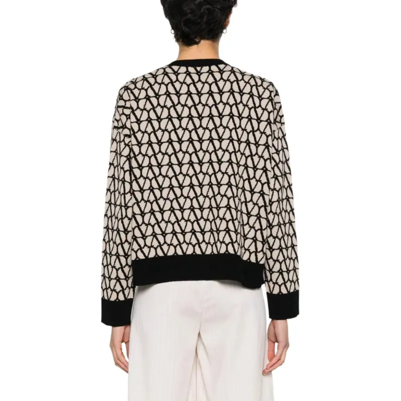 Valentino All-Over Logo Patterned Buttoned Cardigan-3