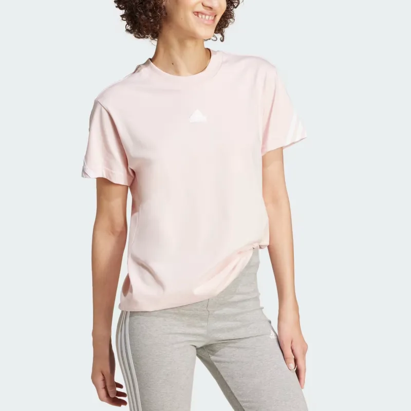 Adidas Women's Future Icons 3 Stripes T Shirt Sandy Pink-1