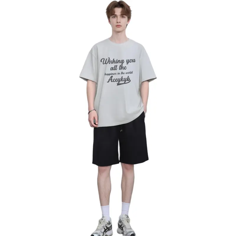YK&YB T Shirts Unisex White Gray-3