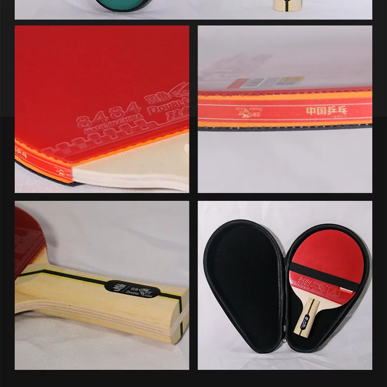 DOUBLEFISH Ping Pong Paddles Unisex All Wood Black Red-4