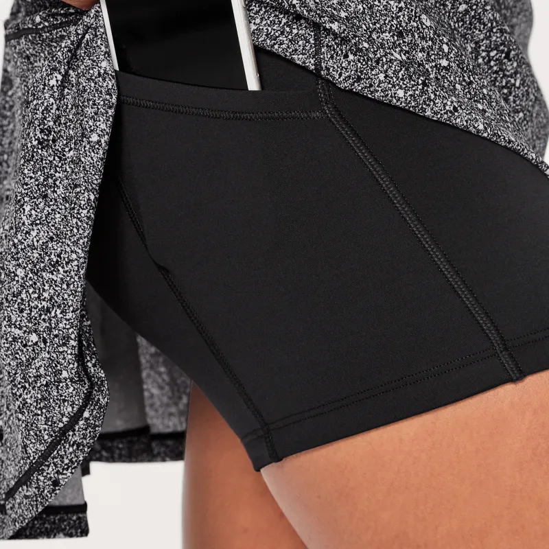 Lululemon Circuit Breaker Casual Short Skirts Women's Black And White Snow-0