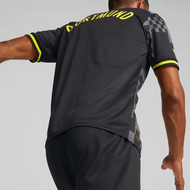 PUMA Retro Soccer Jerseys Borussia Dortmund Away Fan Version Men's Black-3