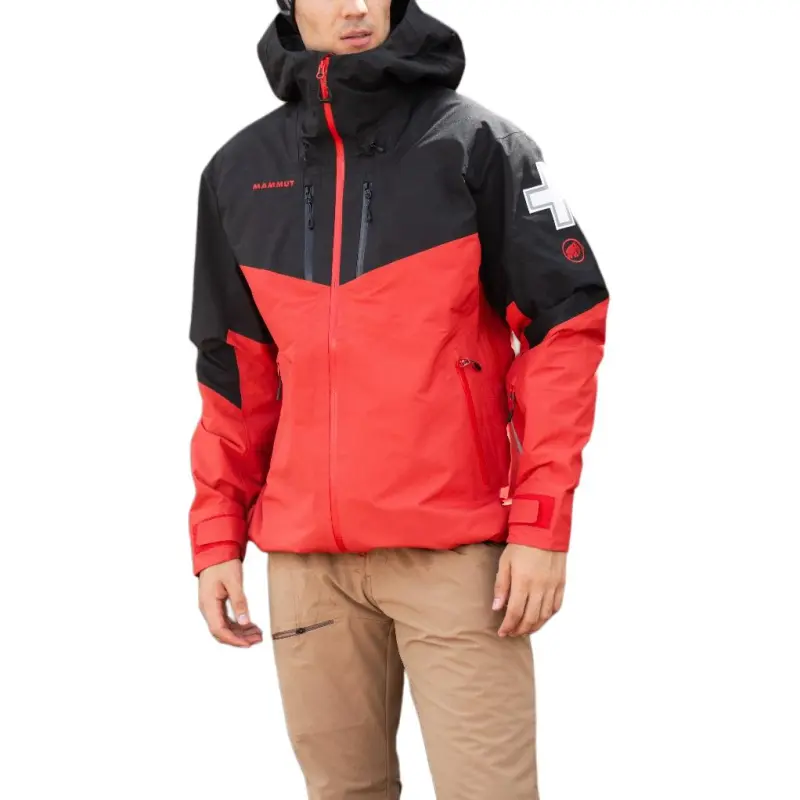 MAMMUT Waterproof, Windproof, And Breathable Windbreaker Jacket Men's Lava Red & Black-2