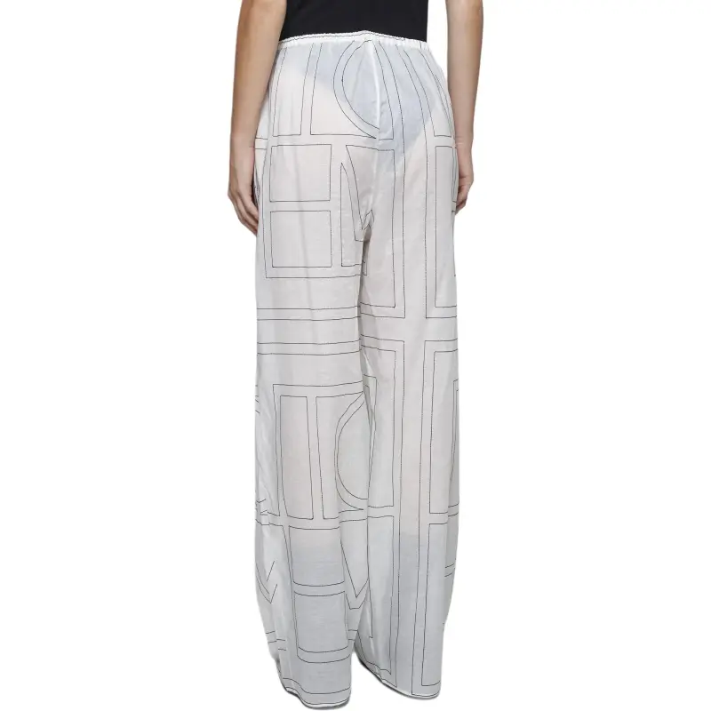 TOTEME Monogram Embroidered Wide-Leg Trousers-4