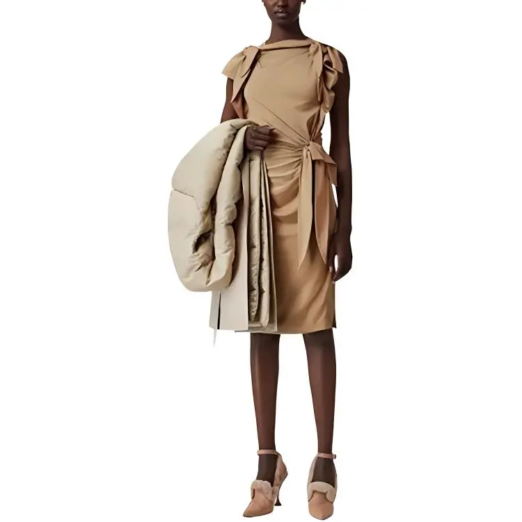 Burberry Tie Detail Tri tone Silk Jersey Dress-2