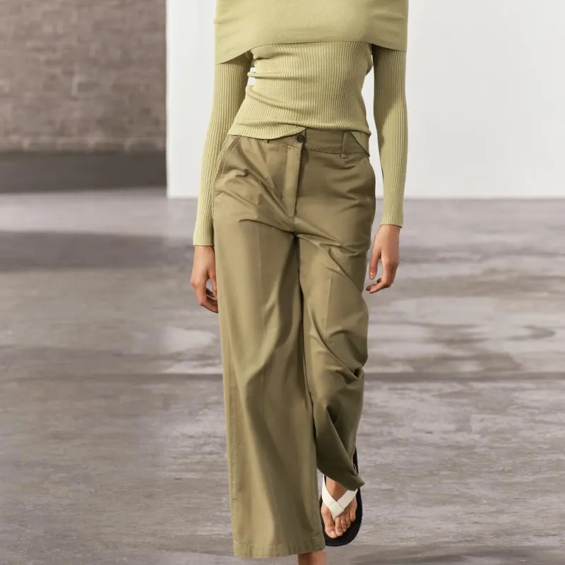 ZARA Casual Pants Women's Khaki-2