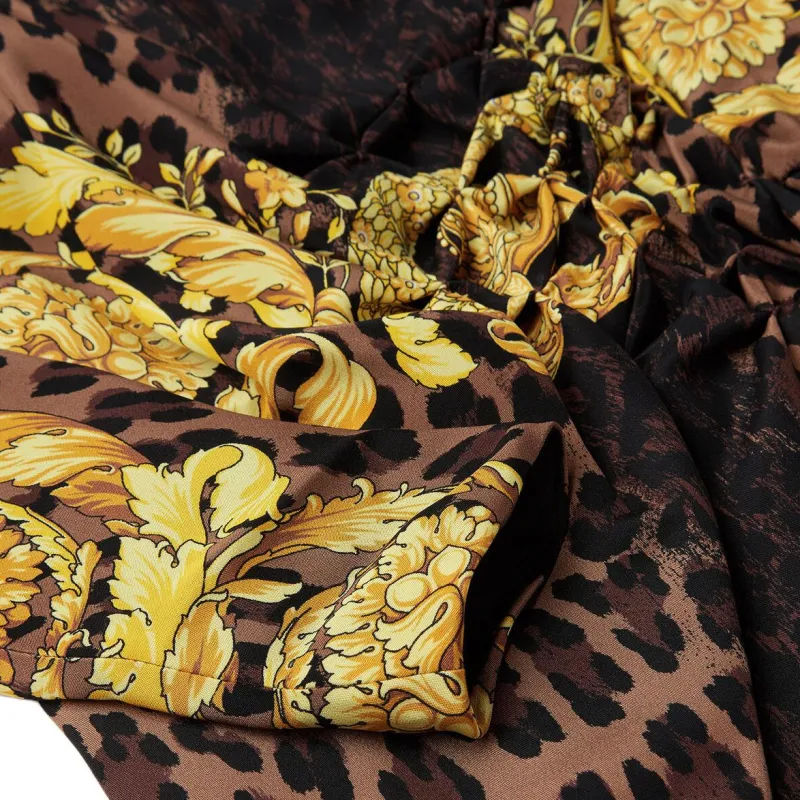 VERSACE Barocco-print Smocked Gown-4