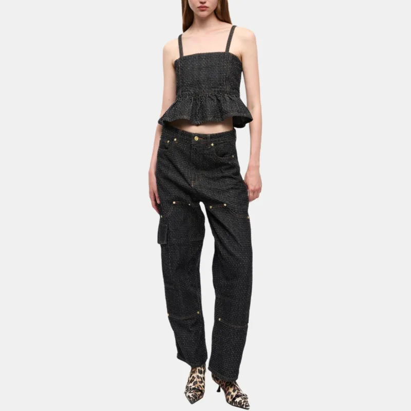 GANNI Fluffy Wide leg Jeans-2