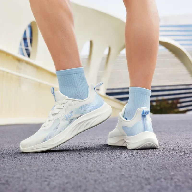 361° Anti Slip Wear Resistant Low Top Running Shoes Men's White Blue-3