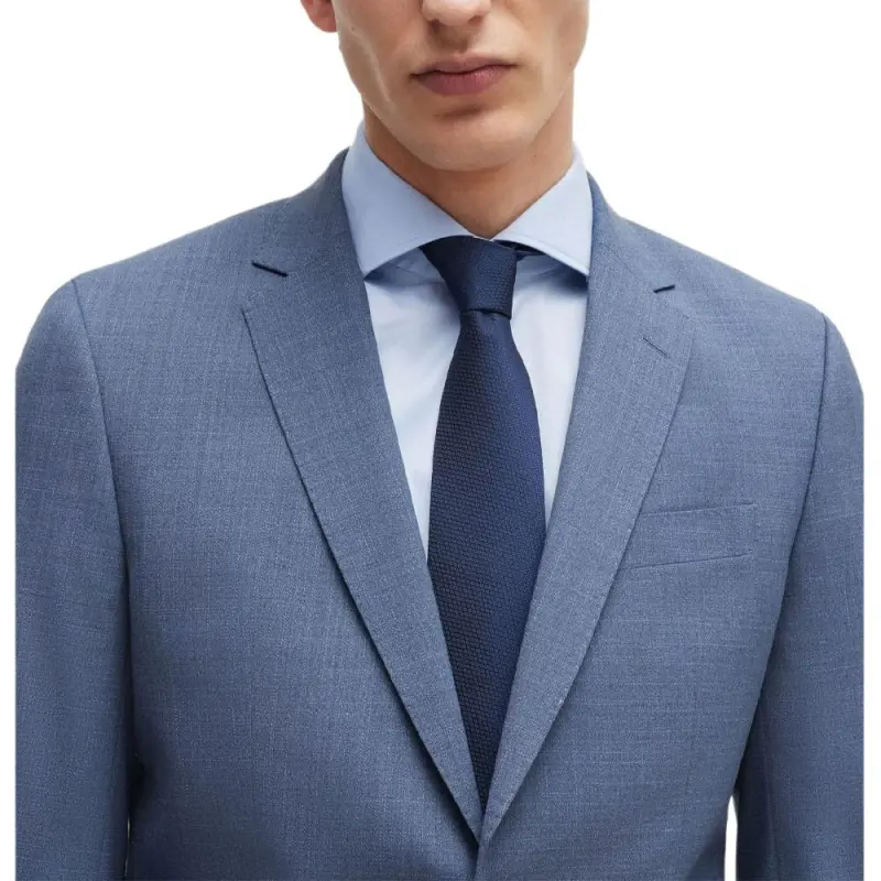 HUGO BOSS Slim-Fit Suit In Patterned Stretch Cloth Business Suits Men's Light Blue-4