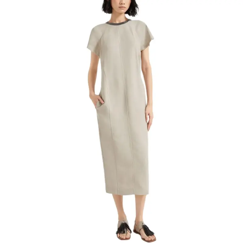 Brunello Cucinelli Monili Embellished Short Sleeved Dress-3