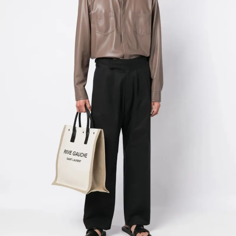 SAINT LAURENT Rive Gauche Canvas Tote Bag, Shopping Bag, Handbag Men's Ecru-4