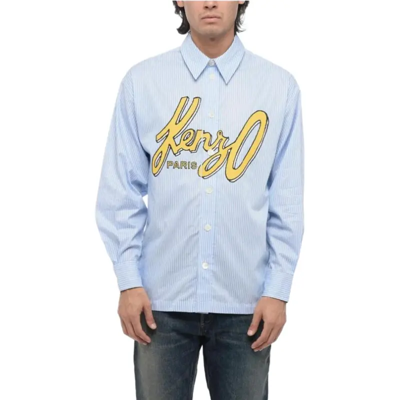 KENZO Logo print Striped Cotton Shirt-2