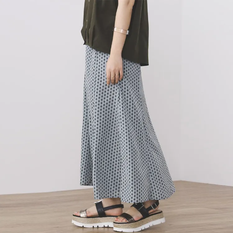 Beams Casual Long Skirts Women's Gray Black-3