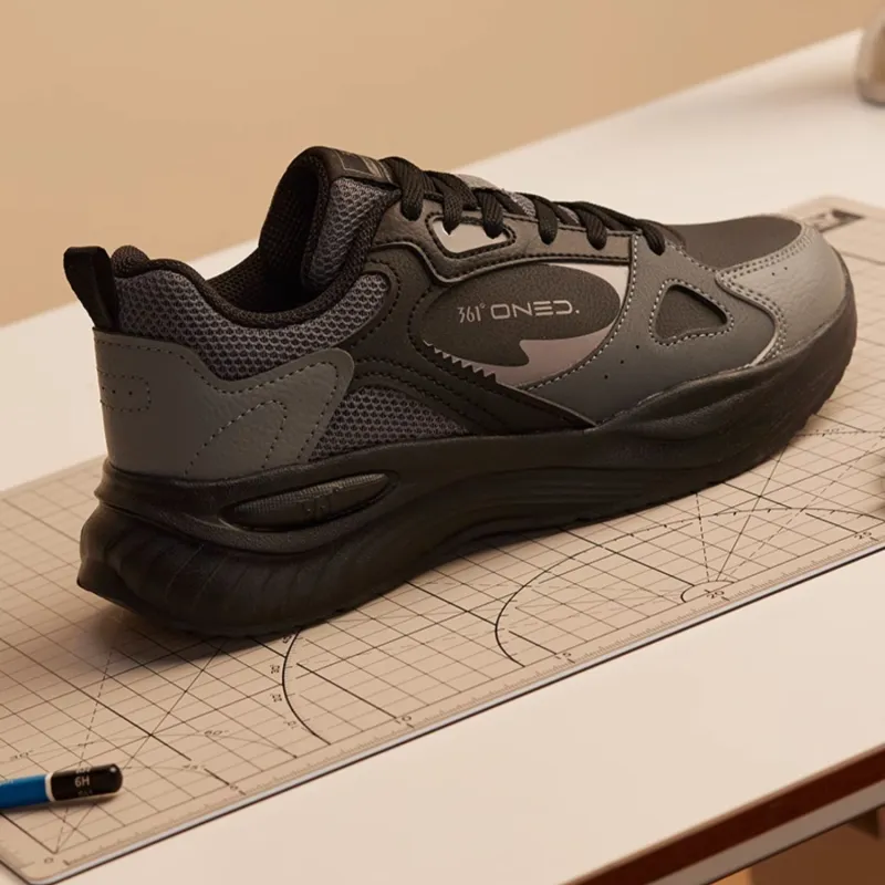 361° Anti Slip Wear Resistant Low Top Running Shoes Women's Black Gray-4