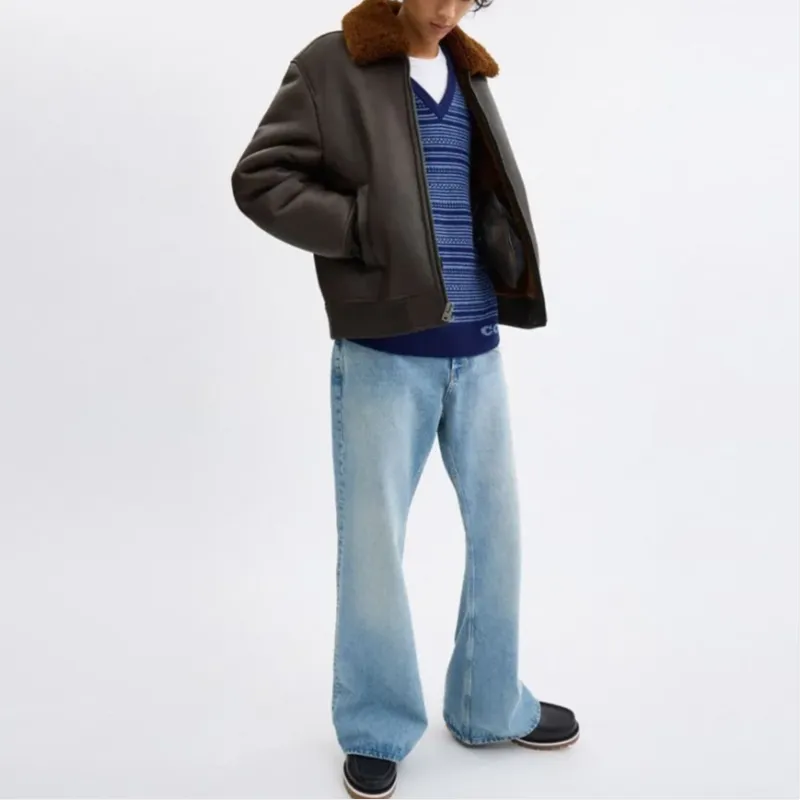COACH Leather Jacket Men's Dark Umber-1