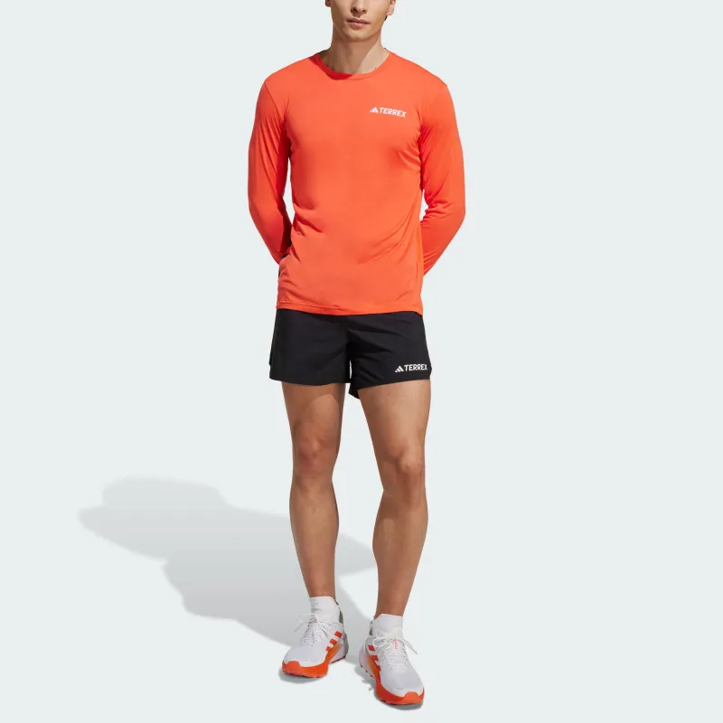 Adidas Terre CLIMACOOL+ LONG SLEEVE TOP T Shirt Men's Half Impact Orange-3