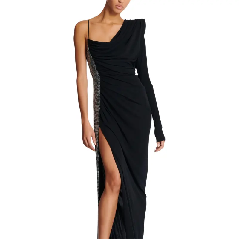 BALMAIN Pagoda One shoulder Dress-4