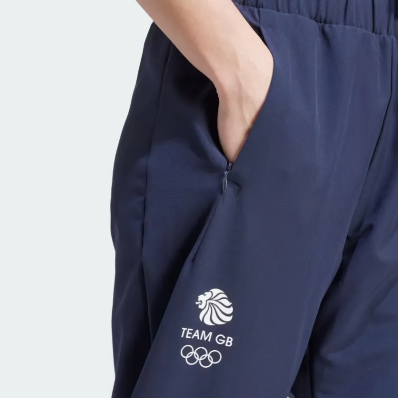 Adidas SS24 TEAM GB PRESENTATION TROUSERS Knitted Sports Pants Women's Blue-4