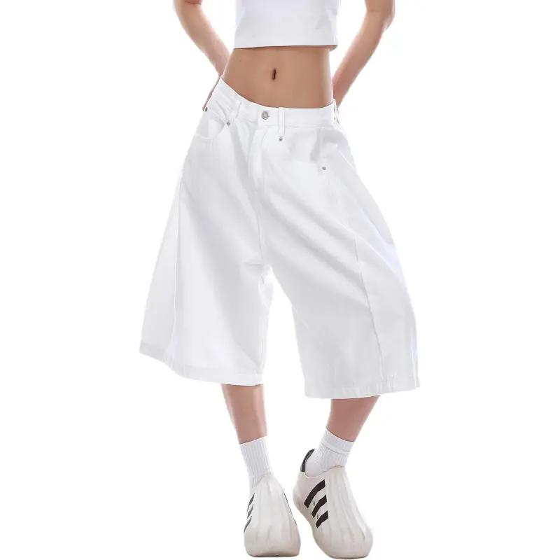 VINMUK Denim Shorts Unisex White-6