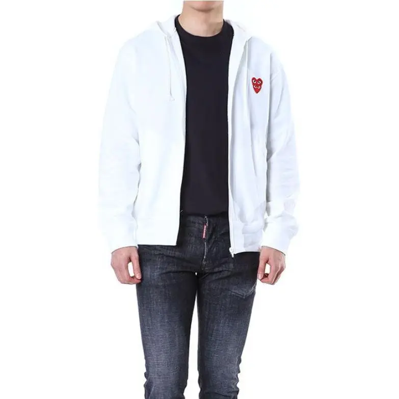 CDG Play Sweatshirt Jacket Men's White-2