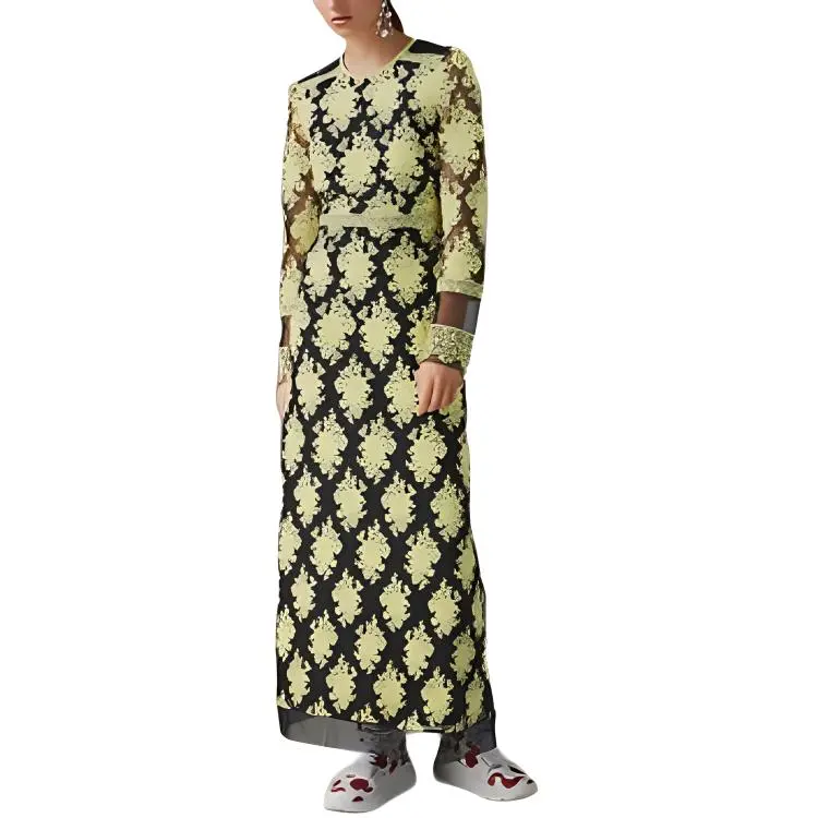 Burberry Long-Sleeved Dresses Women's Yellow-3