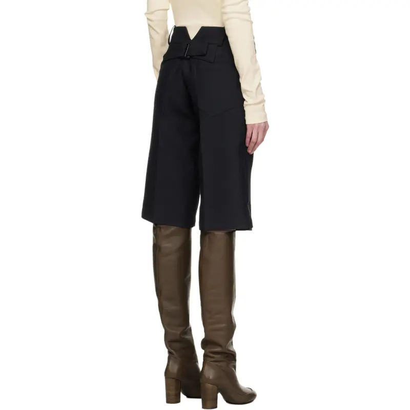 Fax Copy Express Cut out Waist Detailing Bermuda Shorts-1