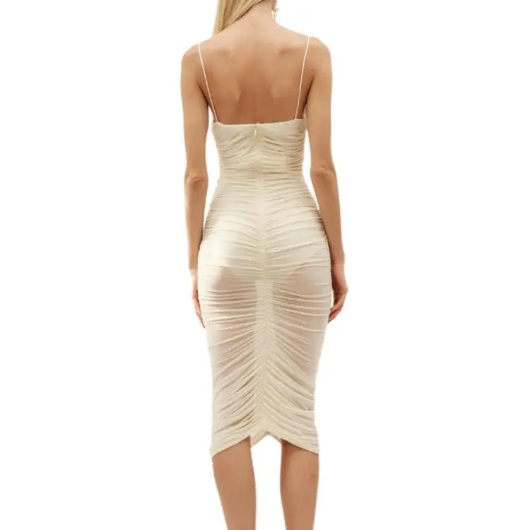 Magda Butrym Ruched Ruffle Midi Dress-4