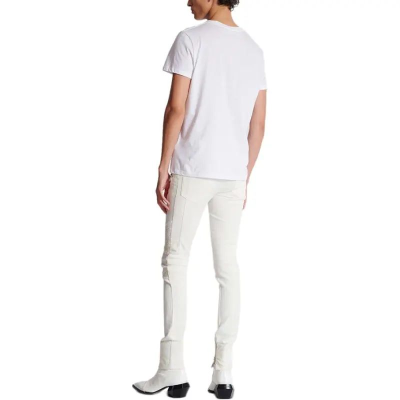 BALMAIN Flocked Logo Crewneck T Shirt-4