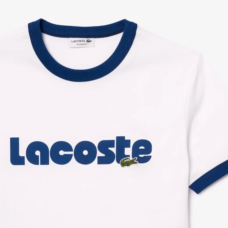 LACOSTE T Shirt Men's White Blue-4