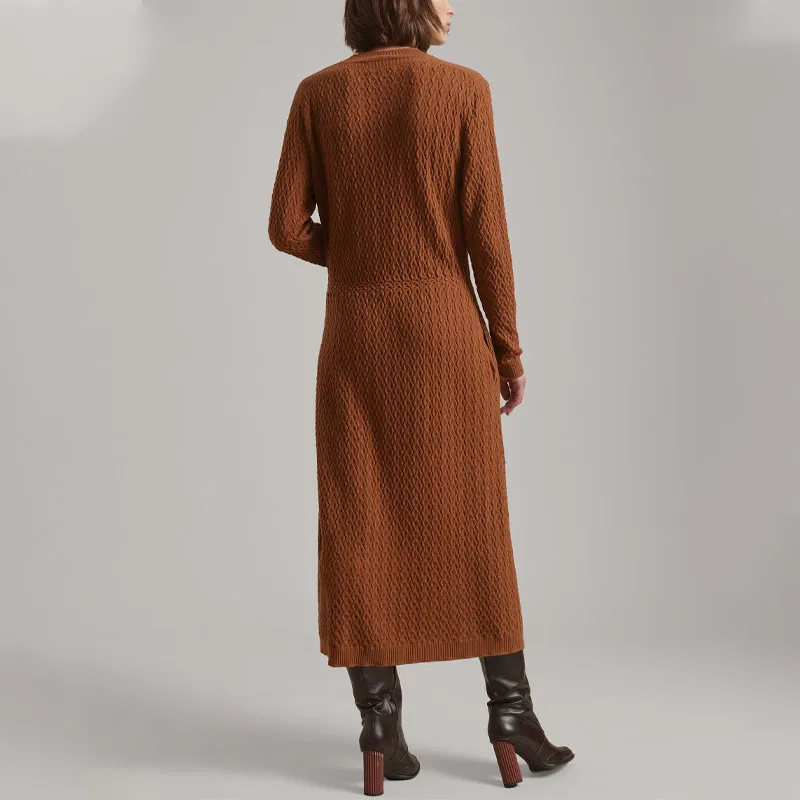 Loro Piana Long-Sleeved Dresses Women's Dark Brown-2