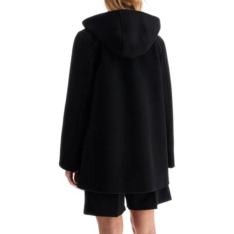 Valentino Embroidered Straight Hem Hooded Coat-4
