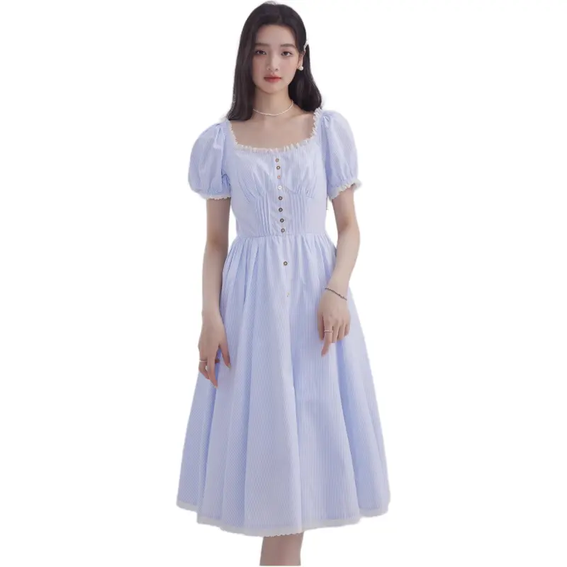 DEAR DEER PUFF Short-Sleeved Dresses Women's Stripes-5