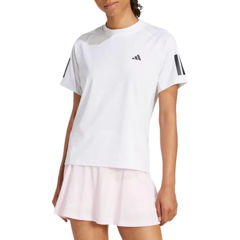 Adidas Women's Club 3 Stripes Climacool T Shirt White-1