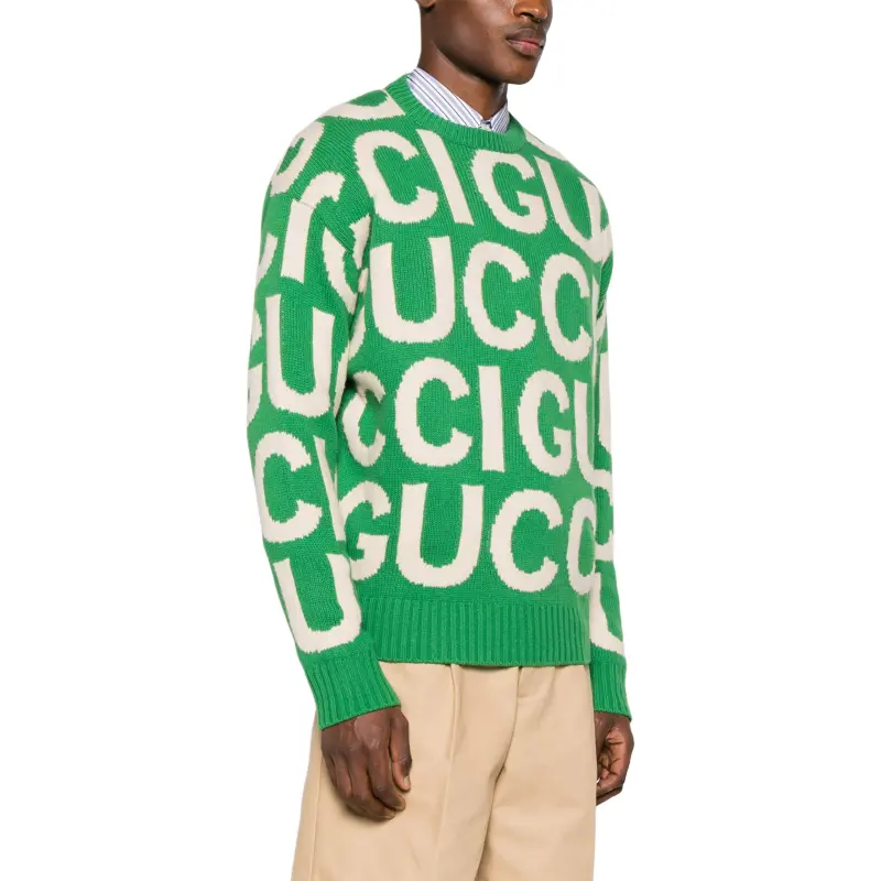 GUCCI All Over Logo Intarsia Knit Sweater-5