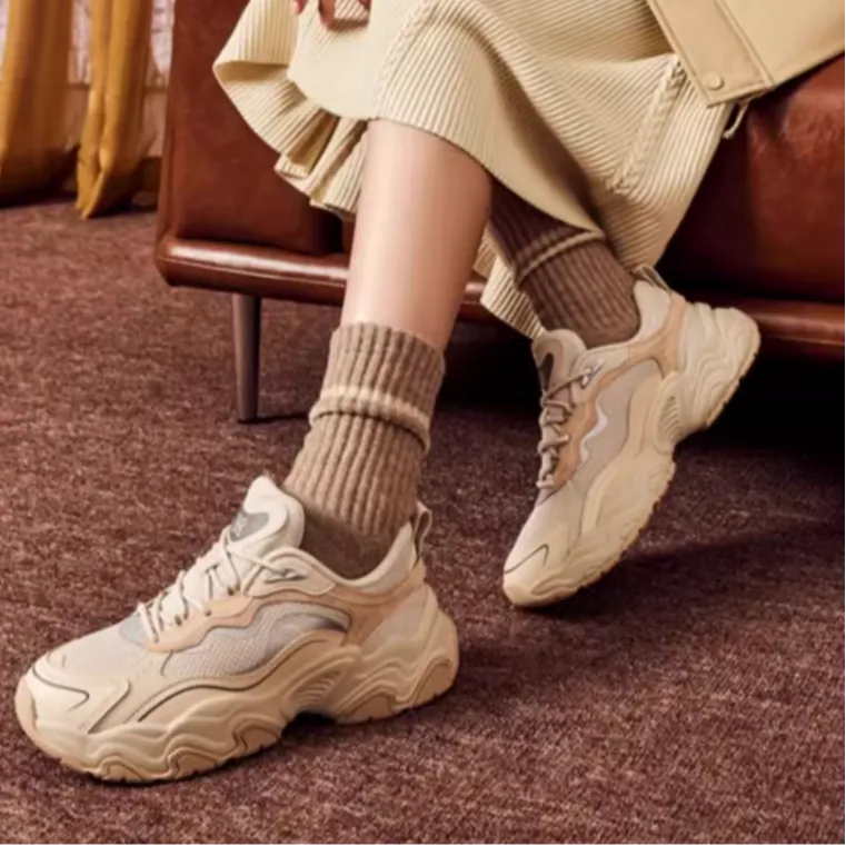 Anta Meteorite Anti-Slip Wear-Resistant Low-Top Casual Shoes Women's Beige Gray-4