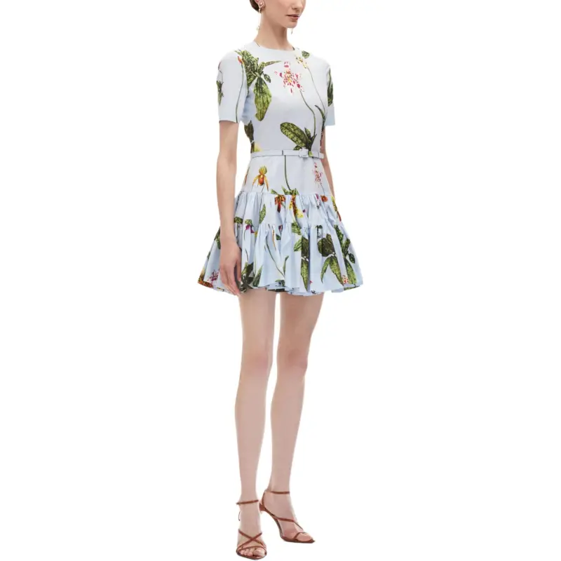 Oscar De La Renta Orchid Cotton Poplin Mini Dress-3