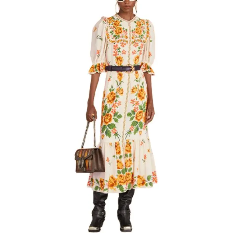 GUCCI SS23 Short-Sleeved Dresses Women's Cream-1