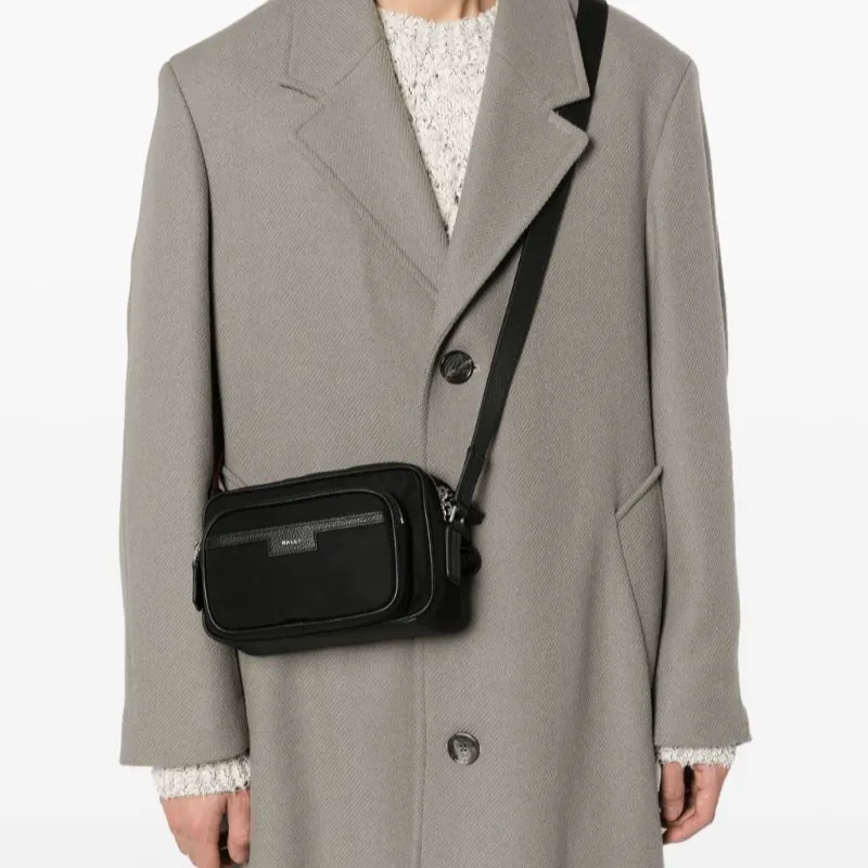BALLY Fabric With Calfskin Messenger Bag, Shoulder Bag, Crossbody Bag Men's Black-3