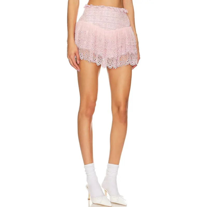 LOVESHACKFANCY Casual Short Skirts Women's Pink-2