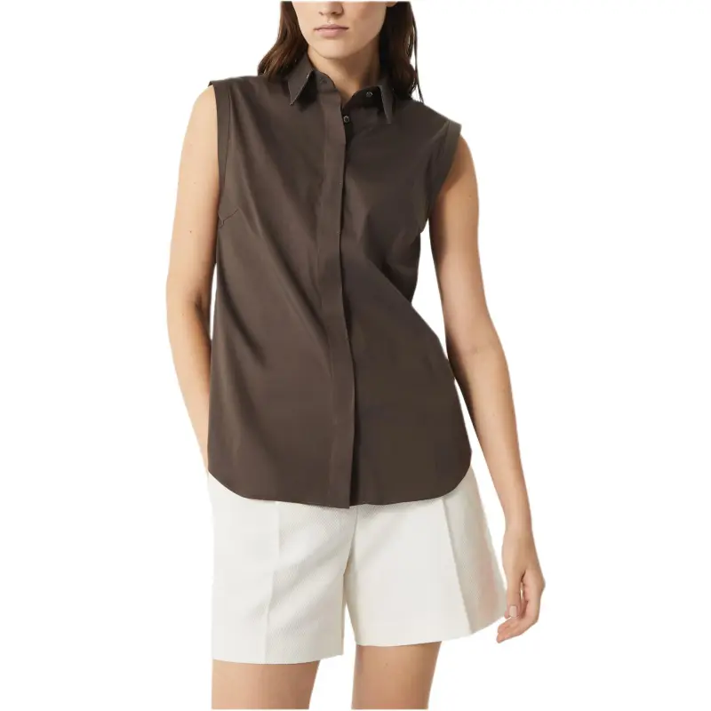 Brunello Cucinelli Sleeveless Curved Hem Shirt-1