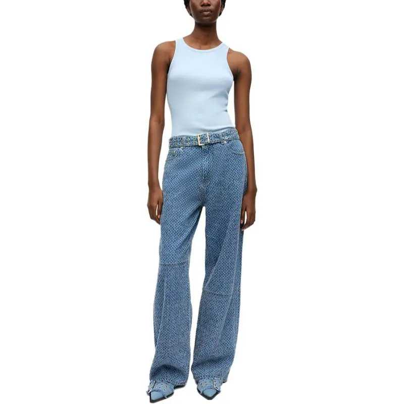 GANNI SS25 Jeans Women's Stone Washed Medium Blue-1