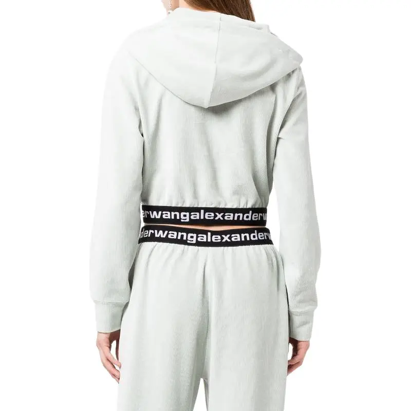 Alexander Wang Logo Cropped Corduroy Hoodie-1