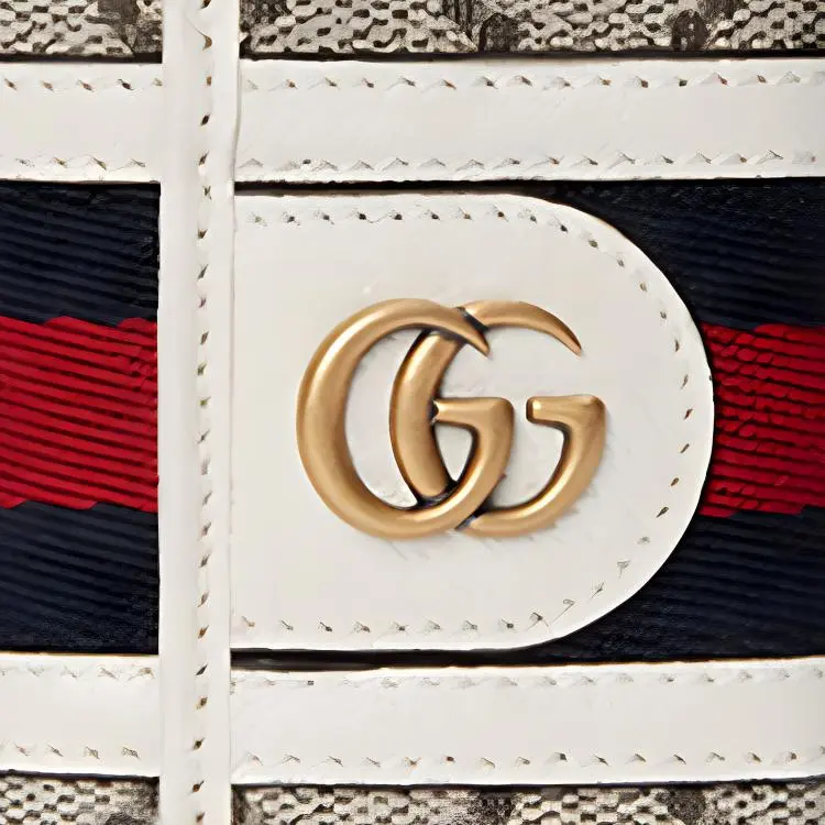 GUCCI Ophidia Canvas With Leather Trim Key Pouch Women's White/Beige-4