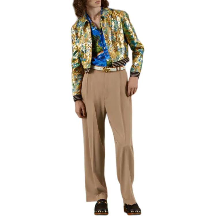 GUCCI Pleat detailing Tailored Wool Trousers-3