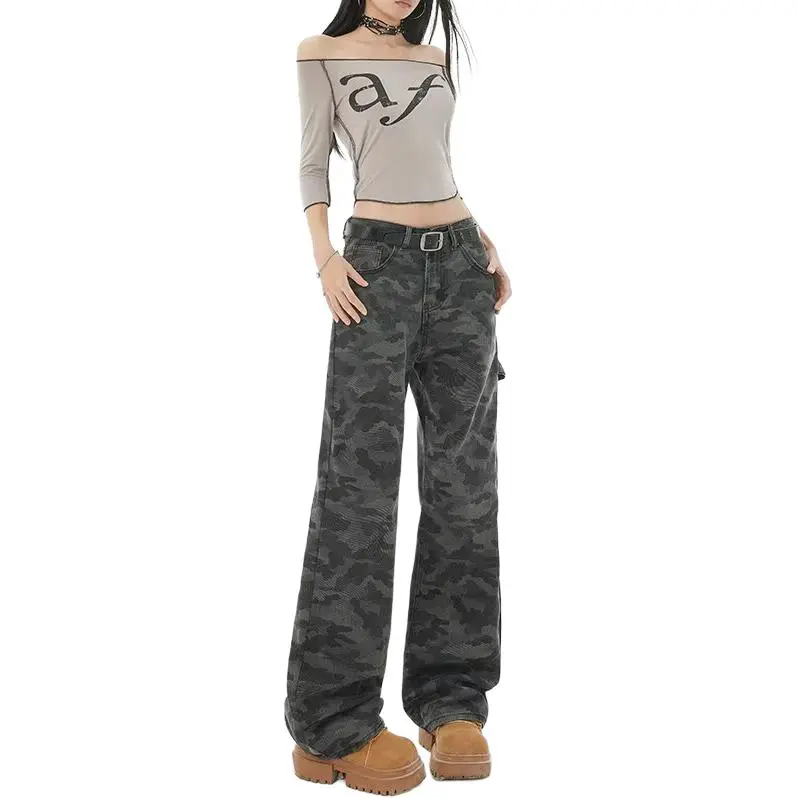 Concubine Zhu Jeans Women's Camouflage-1